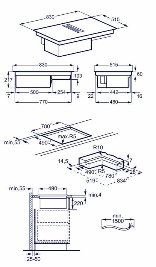 Electrolux KCD84453CK piano ad induzione con cappa