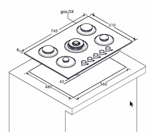 Candy CVG74WTB piano cottura