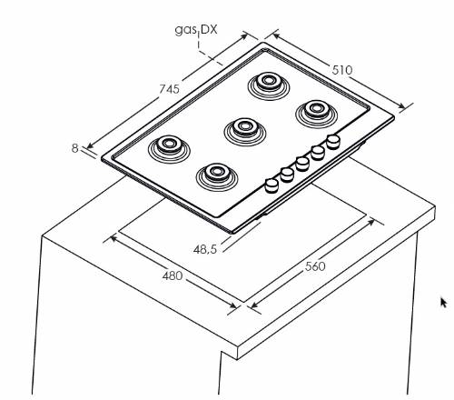 Candy CHW74WTX piano cottura