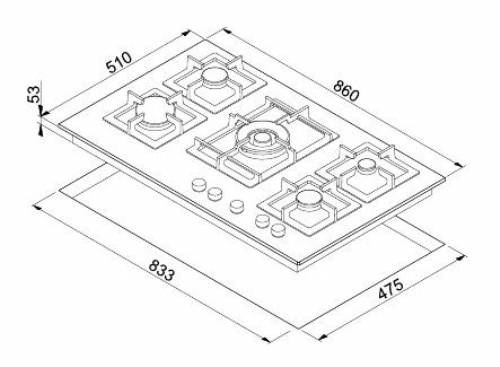 Elleci PGSP90168CS PLANO piano cottura