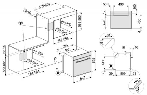 Smeg SF6101TB3  FORNO INCASSO TERMOVENTILATO