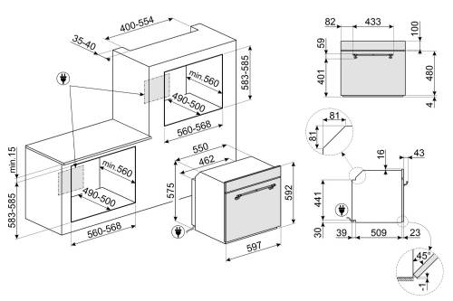 Smeg SF67C1PO FORNO ventilato 60 CORTINA panna