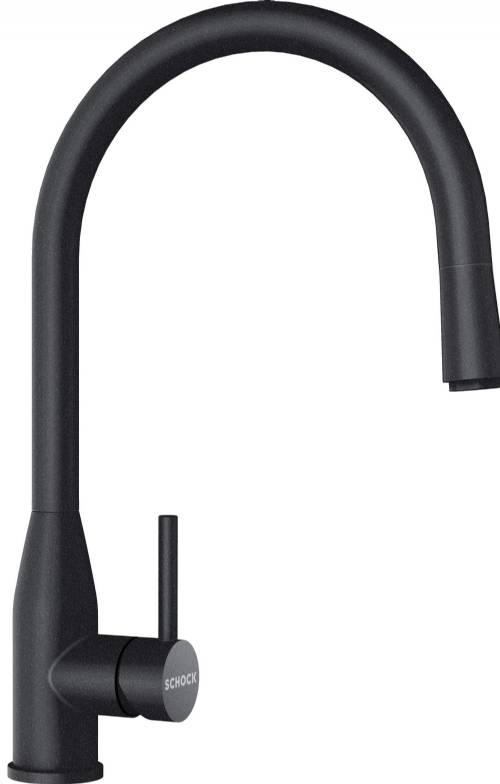 SCHOCK 559127PUR - MISCELATORE CON DOCCIA ACCIAIO INOX MASSICCIO NERO TUTTO COLORE NERO OPACO