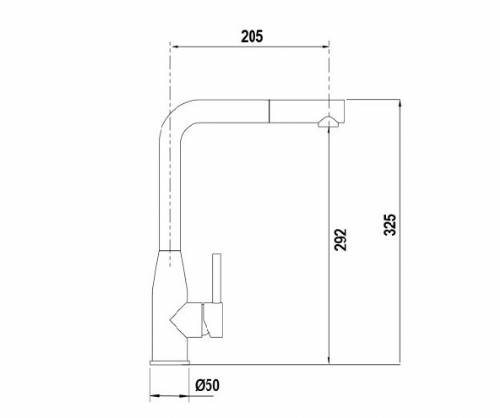 Cod. 518120GUM Miscelatore monocomando canna alta con doccetta estraibile SPAZZOLATO