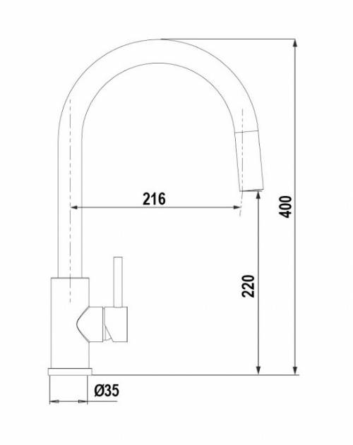 schock 533127S Miscelatore monocomando canna alta curvata con doccetta estraibile