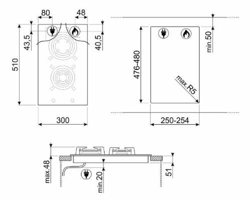 SMEG PV332CN PIANI COTTURA GAS