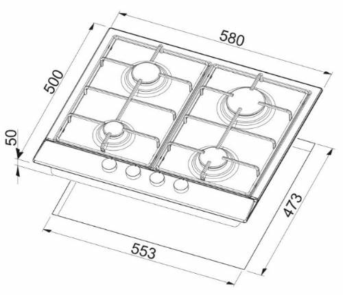 ELLECI PGSS60268WB PIANI COTTURA GAS