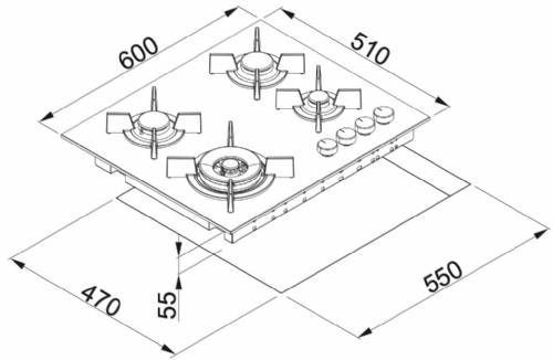 Elleci PVGU602BK Piano cottura