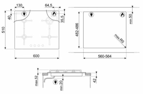 SMEG PV264B PIANI COTTURA GAS