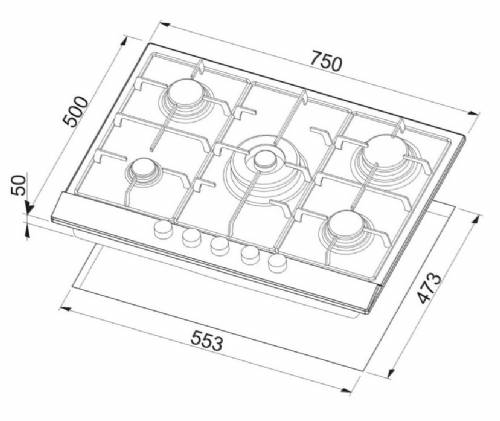 ELLECI PGSS75351CB PIANI COTTURA GAS