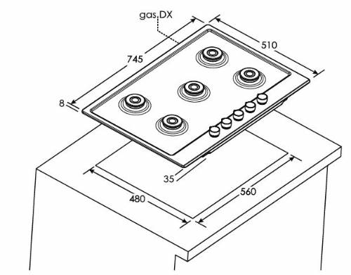 HOOVER HHG75WC3X PIANI COTTURA GAS