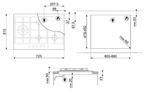 SMEG PX375LMB PIANI COTTURA GAS