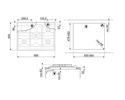 SMEG SRV876AVOGH2 PIANI COTTURA GAS