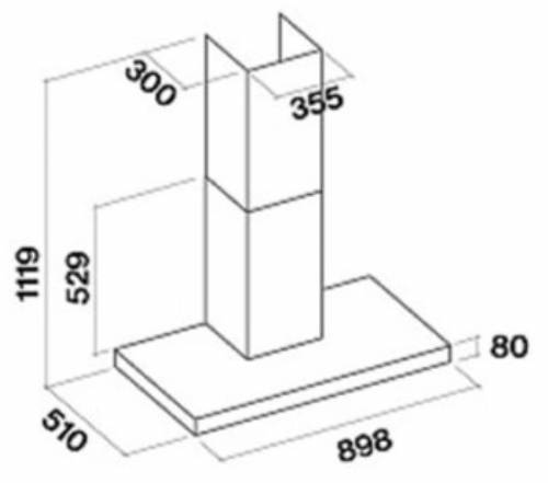 FALMEC PLANE NO DROP BK - 8034122362564 CAPPA A PARETE 90 cm.  IN FOTO VERSIONE ISOLA.