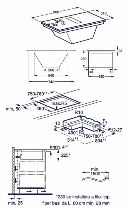 ELECTROLUX KCC83410CT piano aspirante MATT 80cm