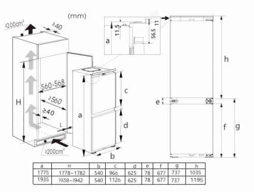 HISENSE RB3B280NEWE1 Hi3 Frigorifero/Congelatore da incasso 284 l