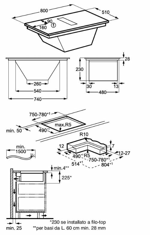 Piano aspirante SaphirMatt Serie 7000  SenseFry con cappa filtrante
