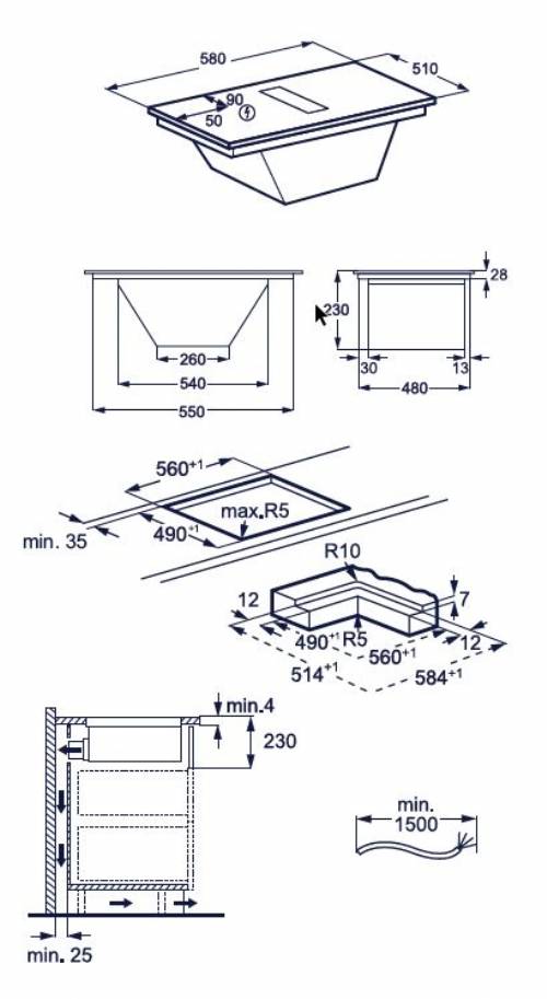 ELECTROLUX KCC63410CB piano aspirante nero 60cm