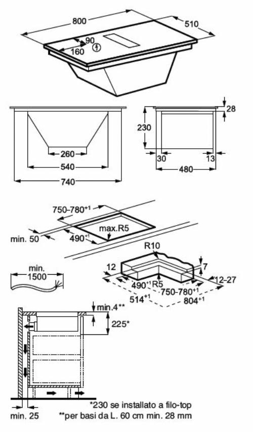 Piano aspirante Serie 7000 SenseFry  con cappa filtrante