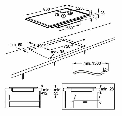 Piano cottura ad induzione SaphirMatt  Serie 8000 Sense Boil&Fry  con FlexiPower Management