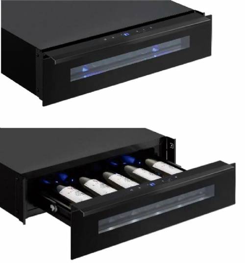 PANDO PVMC 15-5 CR CASSETTO VINO INCASSO CON MANIGLIA VETRO NERO