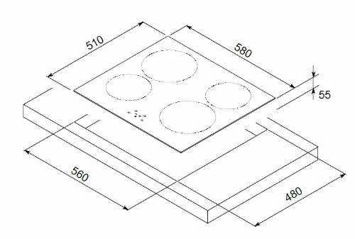MONDIN VN584L607 PIANO induzione 60 cm vetroceramica nero
