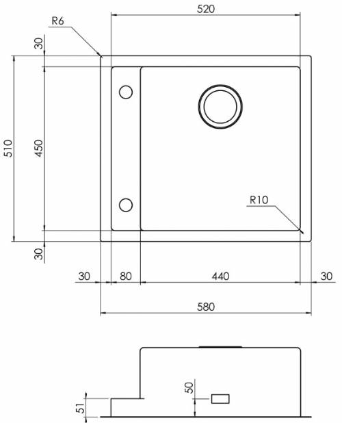 CM 018711 LAVELLO MONOVSACA Rhea Smart 58 x 51 satinato F3 sottotop