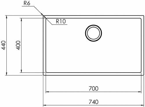 CM 018814 LAVELLO MONOVSACA Qubica 74 x 44 satinato F3 sottotop