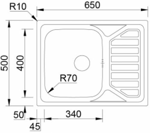 RODI K0000648 LAVELLO 1 VASCA + SCOLAPIATTI OKIO PLUS 65 inox gocciolatoio destro