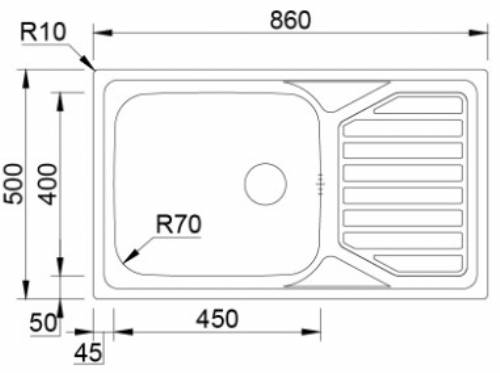 RODI K0000691 LAVELLO 1 VASCA + SCOLAPIATTI OKIO PLUS 103 gocciolatoio destro INOX