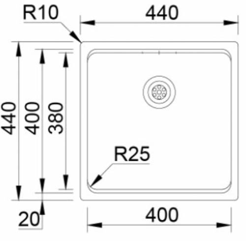 rodi K0000250 LAVELLO MONOVASCA UNA 40 inox