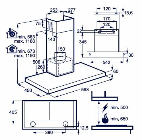 ELECTROLUX LFT416K cappa nera 60cm