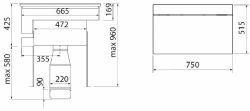 FALMEC BRERA WORKTOP 75 NERO - 8034122901039 PIANO ASPIRANTE 75 cm
