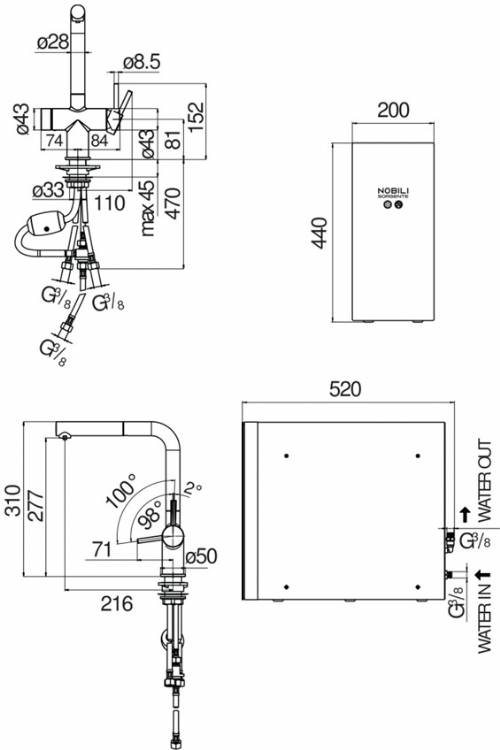 NOBILI LV0K117/EFRIX SISTEMA FRIGO-GASATORE SORGENTE FRIZZA INOX