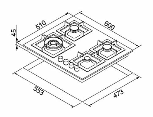 Elleci PGSP60143WS PLANO piano cottura