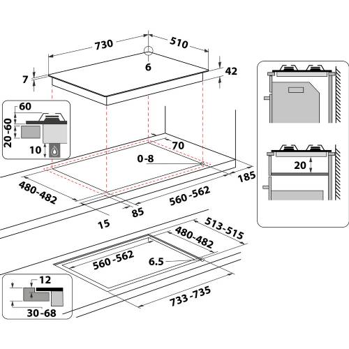 Indesit ING 72T/BK piano cottura