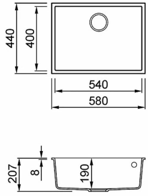Elleci LGQ11078BSO Lavello serie QUADRA 110 SOTTOTOP colore 78 espresso.