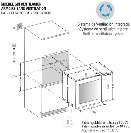 PANDO PVMAVP 60-23 XR CANTINA VINO INCASSO PUSH TO OPEN CERNIERE DESTRE INOX