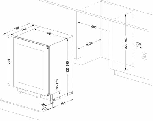 Cromberg HCV68US Cantinetta Sottotavolo con cerniera sinistra