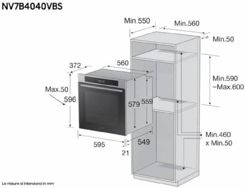 Samsung NV7B4040VBS Forno Multifunzione Samsung Serie 4 76L