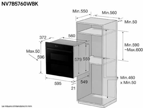 Samsung NV7B5760WBK Forno a Vapore Samsung Dual Cook Flex Steam Serie 5 76L