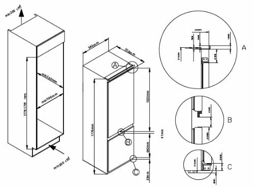 Cromberg HRN60BI Frigorifero da incasso combinato 237lt