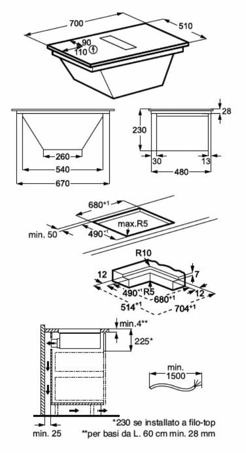 Aeg NCH74B01CB Piano aspirante con cappa filtrante