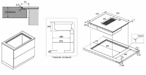 Hoover HIH8ICF Piano cottura induzione con cappa integrata filtrante