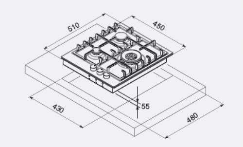 MONDIN FG453VRULNL PIANI COTTURA GAS