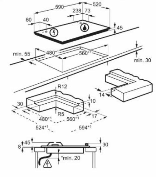 AEG HKB64453NB PIANI COTTURA GAS