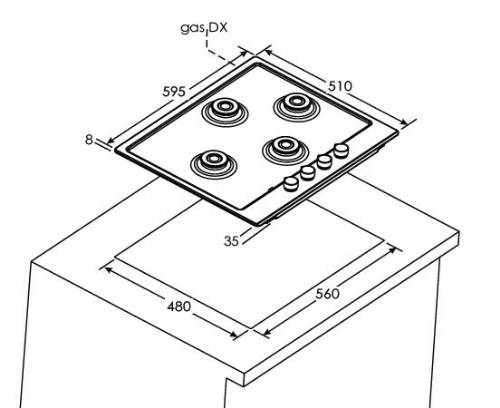 Hoover HHG6D5WC3X Piano cottura gas