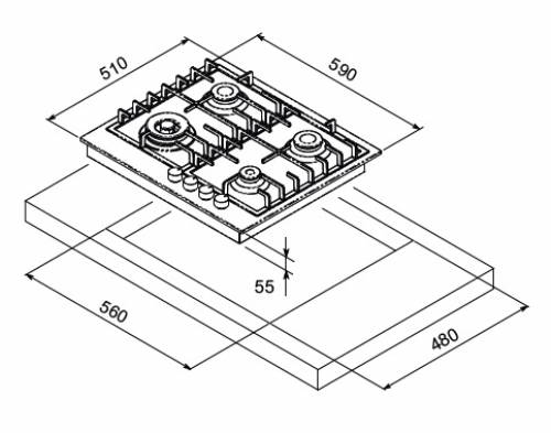 MONDIN FB604VTGLX PIANI COTTURA GAS
