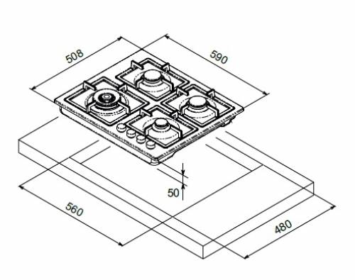MONDIN FQ604VTGLX PIANI COTTURA GAS