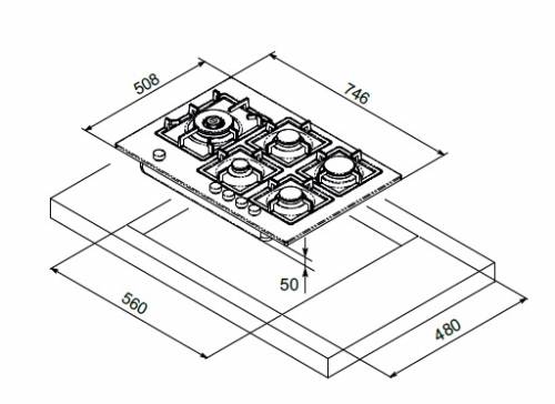 MONDIN FQ755VTGCX PIANI COTTURA GAS